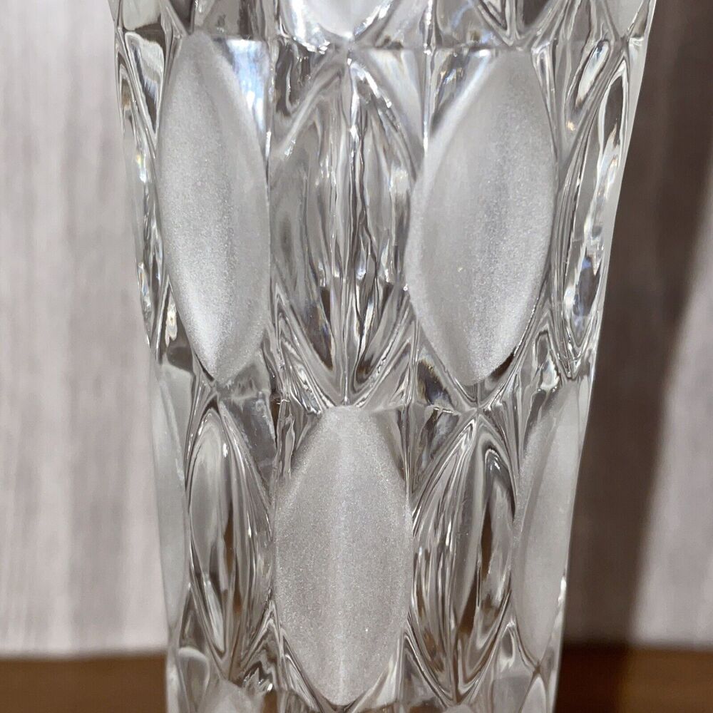 Clear And Frosted Pattern Glass Bud Vase 8.5 Inches Tall Possible Crystal - Picture 2 of 9